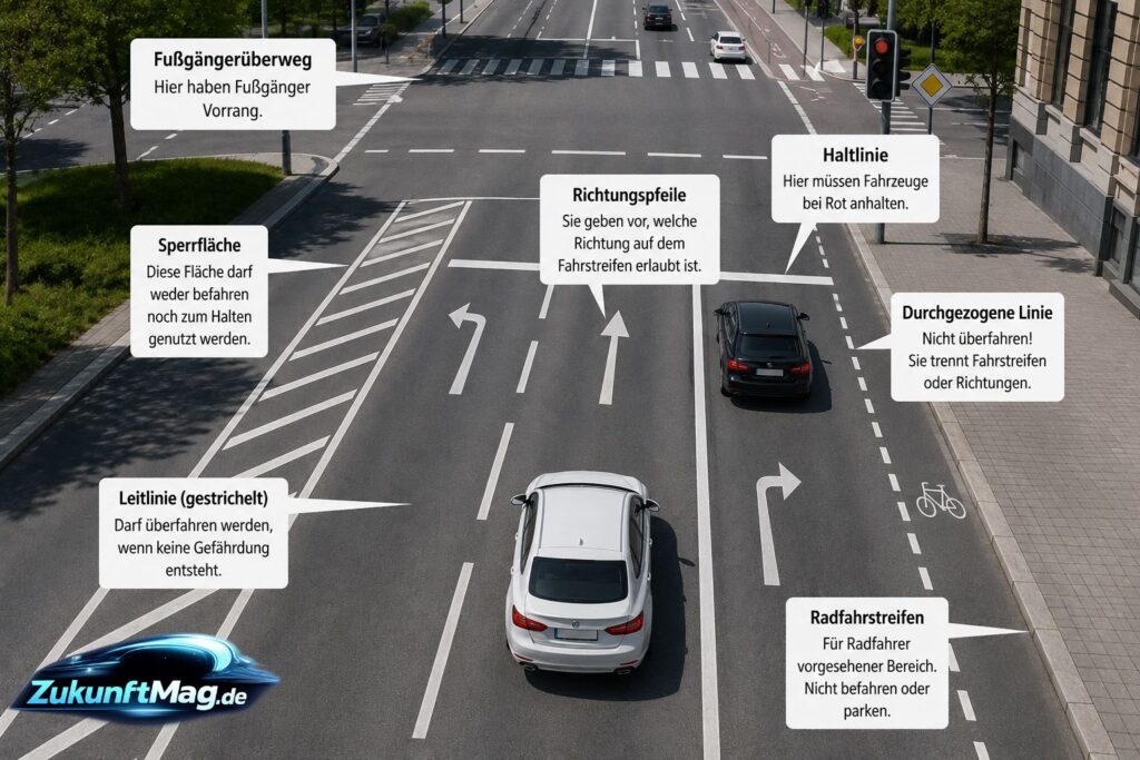 was gilt in dieser situation aufgrund der fahrbahnmarkierung